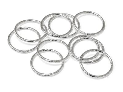 Sterling Silver 1mm X 12mm         Outside Diameter Pack of 10        Diamond Cut Open Decorative        Jump Ring