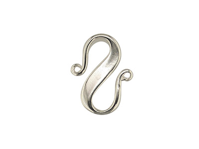 Sterling Silver 'S' Hook Clasp 14mm, Plain Finish 