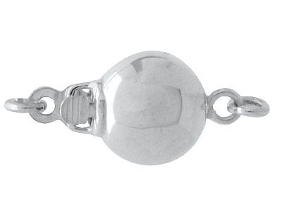 Sterling Silver Clasp 8mm, 1 Row,  Elliptical Shape, Polish Finish