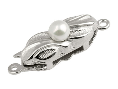 Sterling Silver Clasp With Cultured Pearl 16x5mm - Standard Image - 1