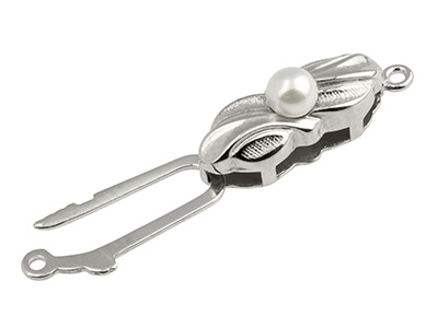 Sterling Silver Clasp With Cultured Pearl 16x5mm - Standard Image - 2