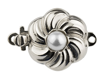 Sterling Silver Clasp With Cultured Pearl 12mm Round Flower Shape - Standard Image - 3