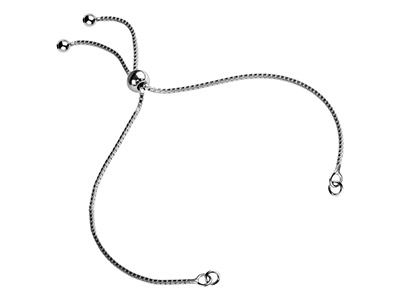 Sterling Silver Adjustable Ball    Clasp And Box Chain Bracelet       Component