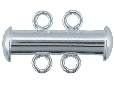 Sterling Silver 2 Row Tube Clasp   16x4mm - Standard Image - 1