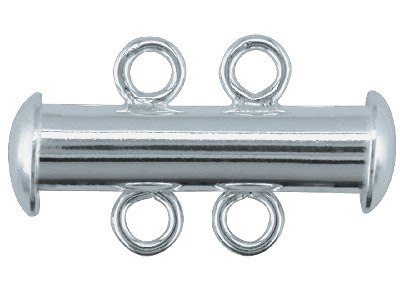 Sterling Silver 2 Row Tube Clasp 16x4mm