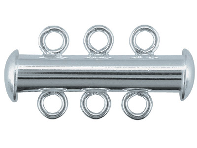 Sterling Silver 3 Row Tube Clasp   21x4mm - Standard Image - 1