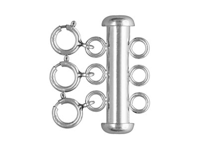 Sterling Silver 3 Row Bolt Ring Tube Clasp 22x4mm - cooksongold.com