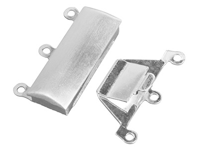 Sterling Silver 3 Row Box Clasp    23x16mm Matt Finish - Standard Image - 2