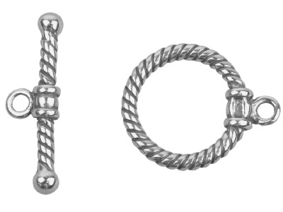 Sterling Silver Oxidised Ring And  Bar Clasp 23mm Bar, 15mm Toggle