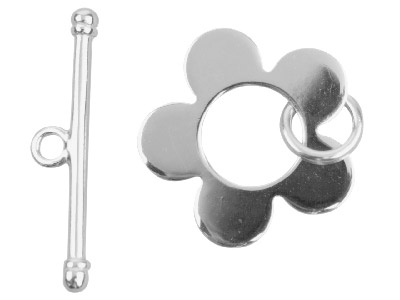 Sterling Silver Flower Ring And Bar Clasp 23mm Bar, 20mm Ring