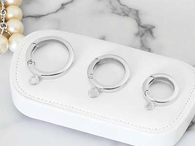 Sterling Silver Round Spring Gate  Clasp With Ring 12mm, Light Weight - Standard Image - 4