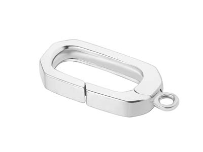 Sterling Silver Oval Spring Gate   Clasp With Ring 6x9mm - Standard Image - 2