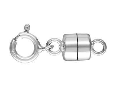 Sterling Silver Barrel Magnetic Clasp with Large Lobster Clasp by