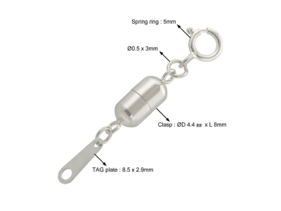 Sterling Silver Magnetic Clasp Large With Bolt Ring 8mm - Standard Image - 2