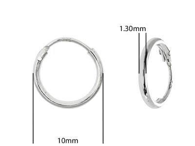 Sterling Silver Creole Sleeper     Hoops 10mm Pack of 2 - Standard Image - 2