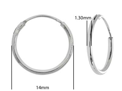 Sterling Silver Creole Sleeper     Hoops 14mm Pack of 2 - Standard Image - 2