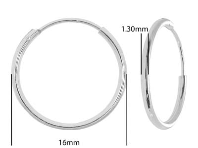 Sterling Silver Creole Sleeper     Hoops 16mm Pack of 2 - Standard Image - 2