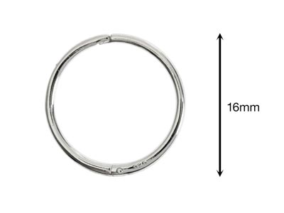 Sterling Silver 16mm Hinged Sleeper Hoop Earring Pack of 2 - Standard Image - 5