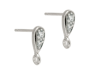Sterling Silver Stone Set Ear Stud With Ring Pack of 2 - Standard Image - 1