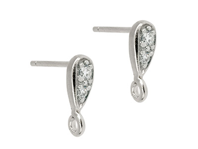 Sterling Silver Stone Set Ear Stud With Ring Pack of 2