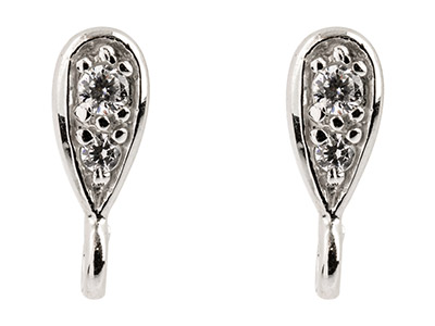 Sterling Silver Stone Set Ear Stud With Ring Pack of 2 - Standard Image - 2