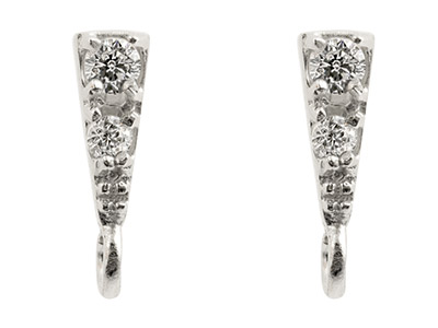 Sterling Silver Stone Set Ear Stud With Ring Pack of 2 - Standard Image - 2