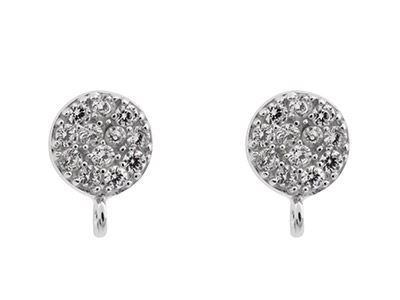 Sterling Silver Stone Set Round    Ear Stud With Ring Pack of 2 - Standard Image - 2