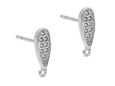 Sterling Silver Stone Set Ear Stud With Ring Pack of 2