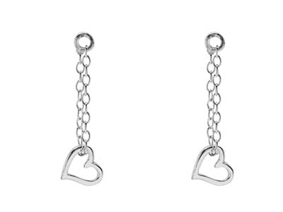 Sterling Silver Heart Earring      Dropper Chain 17mm Pack of 2, 100 Recycled Silver