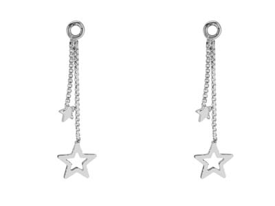 Sterling Silver Star Earring       Dropper Chain 17mm Pack of 2, 100 Recycled Silver