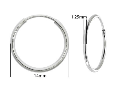 Sterling Silver Endless Hoops 14mm Pack of 2 - Standard Image - 2