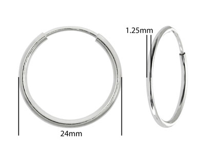 Sterling Silver Endless Hoops 24mm Pack of 2 - Standard Image - 2