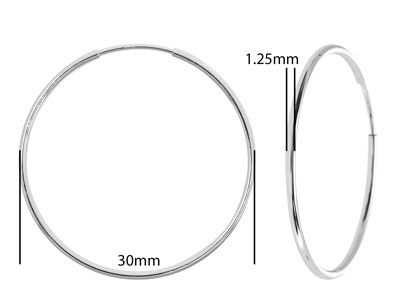 Sterling Silver Endless Hoops 30mm Pack of 2 - Standard Image - 2