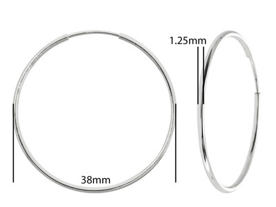 Sterling Silver Endless Hoops 38mm Pack of 2 - Standard Image - 2