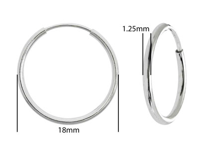 Sterling Silver Endless Hoops 18mm Pack of 2 - Standard Image - 2