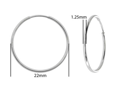 Sterling Silver Endless Hoops 22mm Pack of 2 - Standard Image - 2