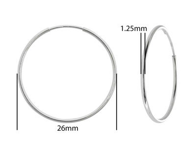 Sterling Silver Endless Hoops 26mm Pack of 2 - Standard Image - 2