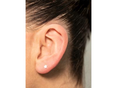 Sterling Silver Star Labret Post   3mm - Standard Image - 4
