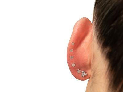 Sterling Silver Star Labret Tube   4.5mm - Standard Image - 5