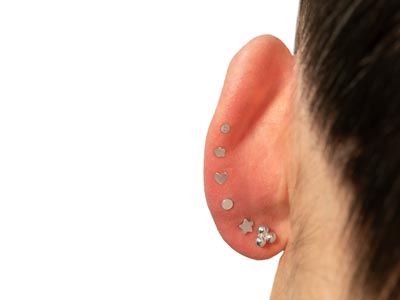 Sterling Silver Smiley Face Labret Tube 3mm - Standard Image - 5