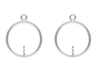 Sterling Silver Drop Hoop With Peg Inside 15mm Pack of 2 - Standard Image - 1