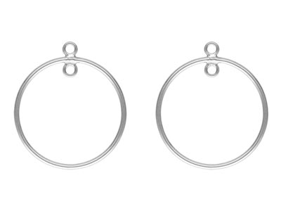 Sterling Silver Drop Hoop With     Closed Jump Ring Inside 20mm       Pack of 2 - Standard Image - 1
