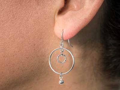 Sterling Silver Drop Hoop With     Closed Jump Ring Inside 20mm       Pack of 2 - Standard Image - 3