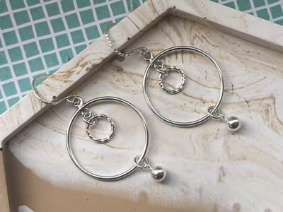Sterling Silver Drop Hoop With     Closed Jump Ring Inside 20mm       Pack of 2 - Standard Image - 4