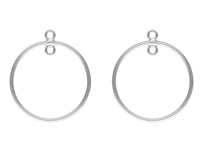 Sterling Silver Drop Round With    Closed Jump Ring Inside 20mm - Standard Image - 2