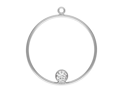 Sterling Silver Drop Hoop With 4mm Bezel Inside 25mm Pack of 2 - Standard Image - 2