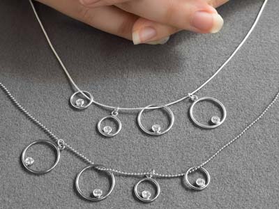 Sterling Silver Drop Hoop With 4mm Bezel Inside 25mm Pack of 2 - Standard Image - 3