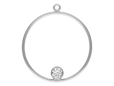 Sterling Silver Drop Round With 4mm Bezel Inside 25mm - Standard Image - 3