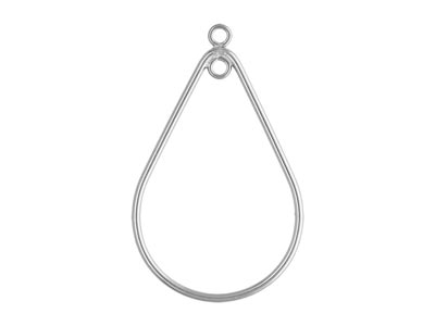 Sterling Silver Drop Teardrop W/    Closed Jump Ring Inside 29mm X 20mm Pack of 2 - Standard Image - 2