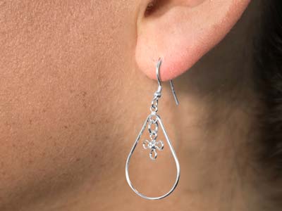 Sterling Silver Drop Teardrop With  Closed Jump Ring Inside 29mm X 20mm - Standard Image - 3